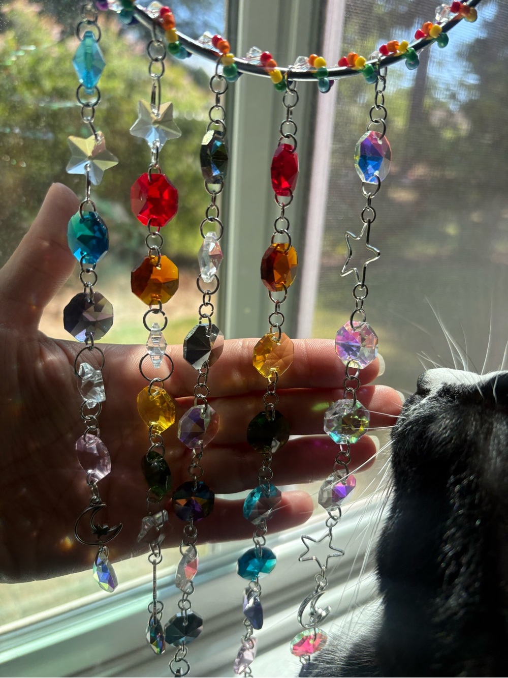 Rainbow Crescent Moon Hanging Sun-catcher - Picture 2 of 7